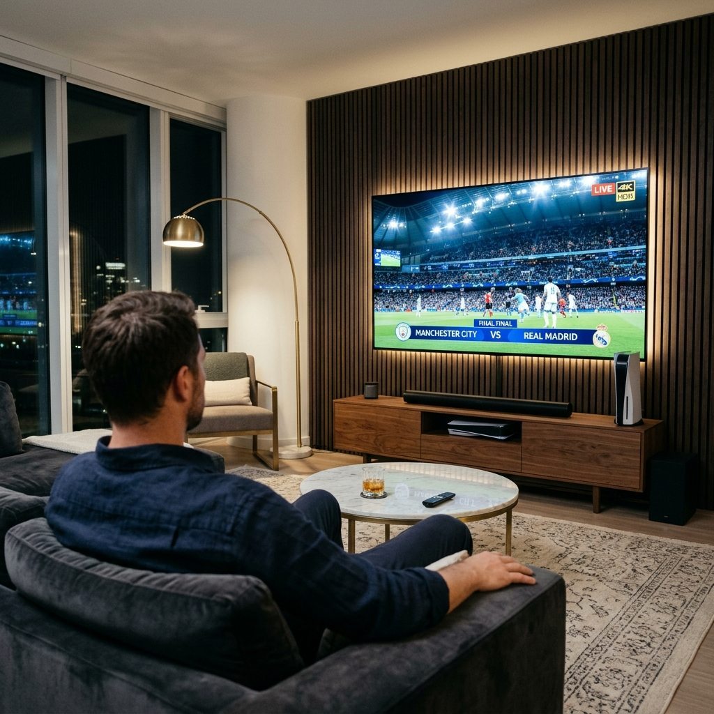 Mytiviflixiptv ultra-fast zapping interface on 4K living room television